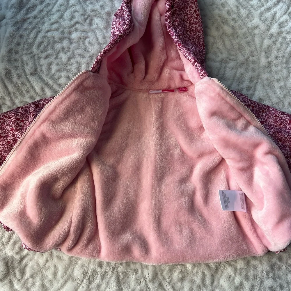 Penelope Mack Pink Floral Baby Winter Jacket with Hood | Size 12 month